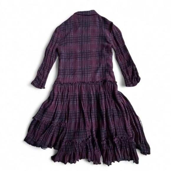 Coach burgundy red silk plaid dress with ruffles and button-up front Size: 0 - Picture 6 of 6